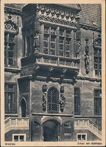 Postcard Breslau Wrocław Erker am Rathaus 1928