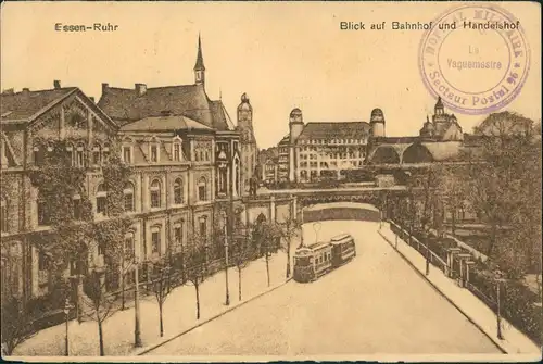 Ansichtskarte Essen (Ruhr) Blick auf Bahnhof und Handelshof 1919