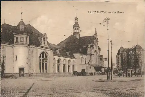 Ansichtskarte Koblenz Hauptbahnhof - Straße 1924