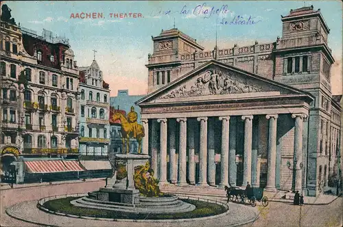 Ansichtskarte Aachen Theaterplatz - Künstlerkarte 1915