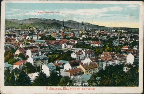 Mülhausen Mulhouse Blick über die Dächer nach den Vogesen 1918
