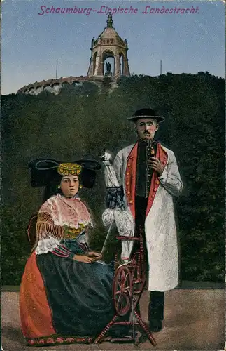 Ansichtskarte Bückeburg Trachten aus Schaumburg-Lippe Mann Frau 1913