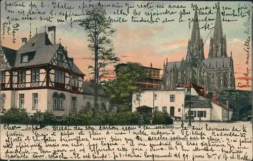 Ansichtskarte Köln Frankgasse, Fachwerkhaus 1903