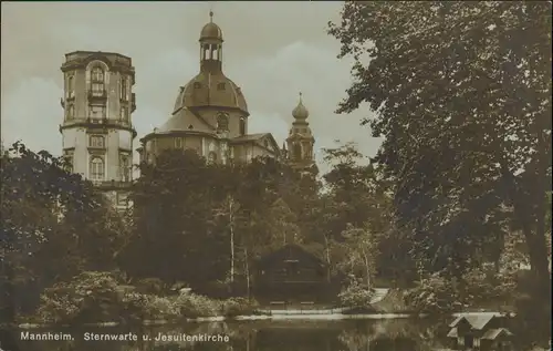 Ansichtskarte Mannheim Jesuitenkirche Sternwarte Fotokarte 1928