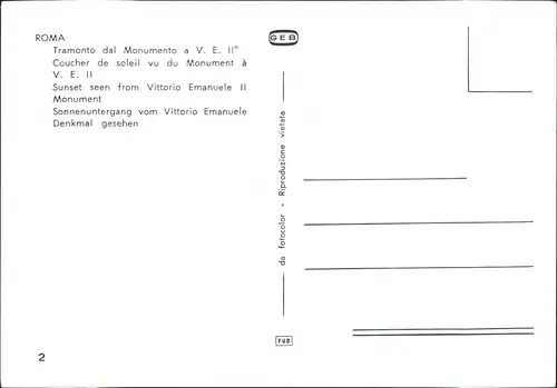 Cartoline Rom Roma Sonnenuntergang vom Vittorio Emanuele 1962