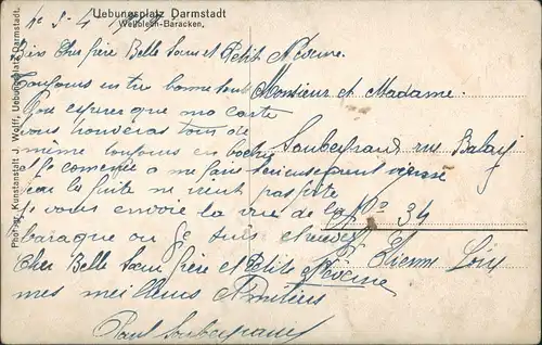 Ansichtskarte Darmstadt Übungsplatz Wellblech Baracken 1914