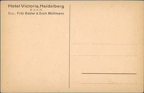 Ansichtskarte Heidelberg Hotel Victoria 1923