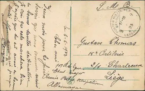 Duisburg Wolfsburg Mann Frau Stempel Belgische Besetzung Feldpost 1923