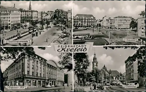 Ansichtskarte Krefeld Crefeld Ostwall, Bahnhof, Crefelder Hof 1961