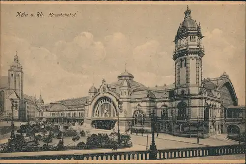 Ansichtskarte Köln Hauptbahnhof - Vorplatz 1922