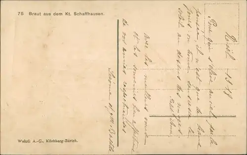 Ansichtskarte Schaffhausen Braut aus dem Kanton 1912