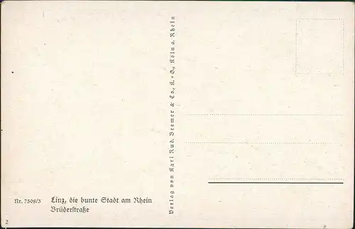Ansichtskarte Linz am Rhein Künstlerkarte Brüderstraße 1932