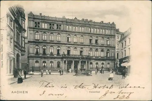 Ansichtskarte Aachen Kaiserbad - belebt 1908