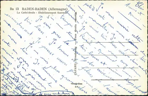 Ansichtskarte Baden-Baden Straßenpartie 1953