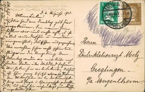 Ansichtskarte Freudenstadt Kurhaus für Postbeamte 1932