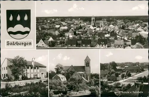 Ansichtskarte Salzbergen Stadt, Rathaus, Schule 1963