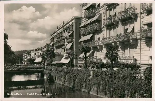 Ansichtskarte Baden-Baden Hotel Europäischer Hof 1930
