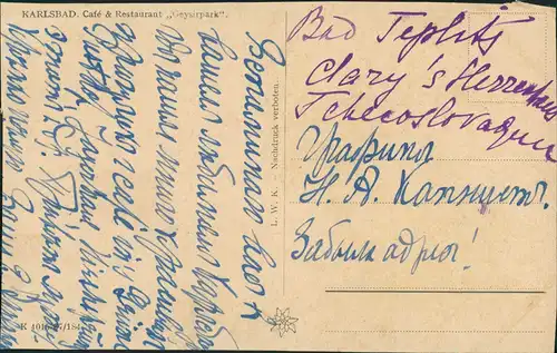 Postcard Karlsbad Karlovy Vary Cafe Geysierpark Luftbild 1932