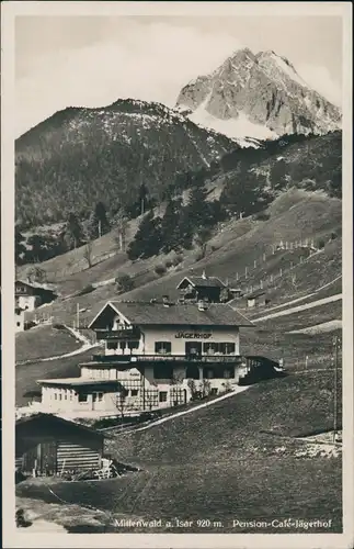 Ansichtskarte Mittenwald Pension Cafe Jägerhof 1936