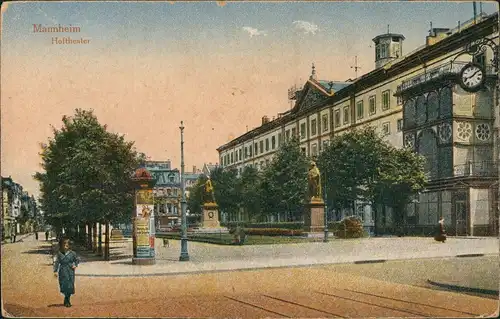 Ansichtskarte Mannheim Hoftheater - Straßenpartie 1919