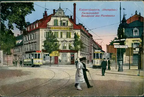 Kaiserslautern Fackelrondell Straßenbahn Feldpost Franz Besetzung 1925