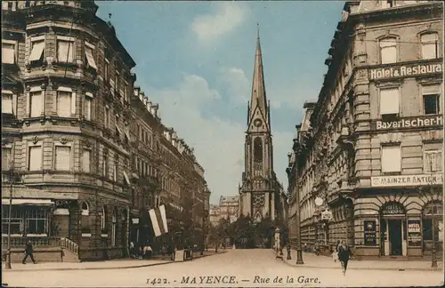 Ansichtskarte Mainz Bahnhofstrasse, Hotel Bayerischer Hof 1924