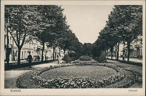 Ansichtskarte Krefeld Crefeld Ostwall - Blumenbeete 1922