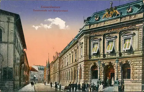 Ansichtskarte Kaiserslautern Theaterstraße mit Hauptpost 1919