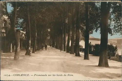 Ansichtskarte Koblenz Promenade sur les bords du Rhin. 1923