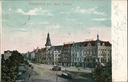 Ansichtskarte Düsseldorf Graf Adolfstraße - Kreuzung 1905