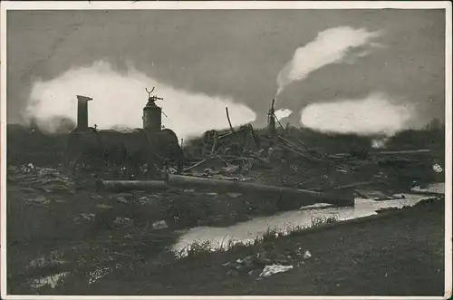 Ansichtskarte Bergedorf-Hamburg Erdgasbrand Neuengamme Vierlanden 1910