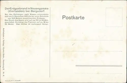 Ansichtskarte Bergedorf-Hamburg Erdgasbrand Neuengamme Vierlanden 1910
