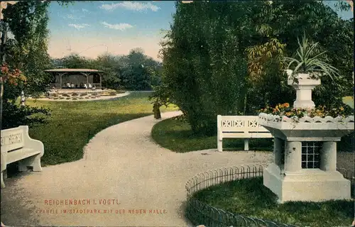 Ansichtskarte Reichenbach (Vogtland) Stadtpark - Pavillon 1908