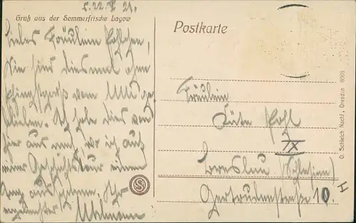 Postcard Lagow Łagów Stadtpartie 1921