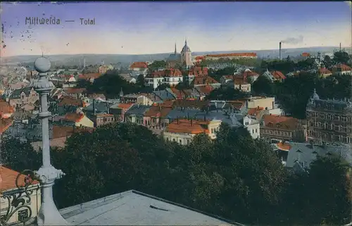 Ansichtskarte Mittweida Stadt vom Dach 1909