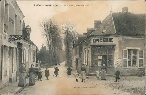 CPA Authon-du-Perche Route de Charbonnieres Epicerie 1912