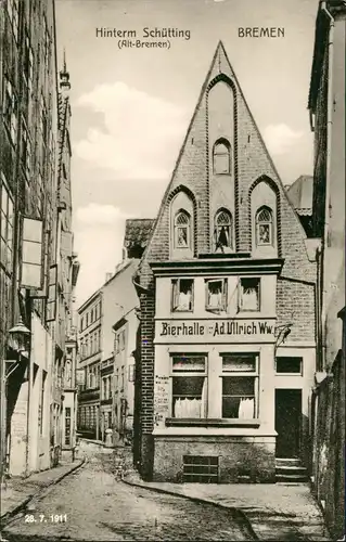 Ansichtskarte Bremen Bierhalle Ullrich - Straße Schütting REPRO 1911/1972