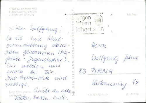 Ansichtskarte Döbeln Roter Platz, Rosa Luxemburg Straße 1974