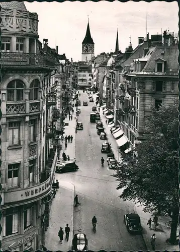Ansichtskarte Zürich Rennweg - Autos 1957