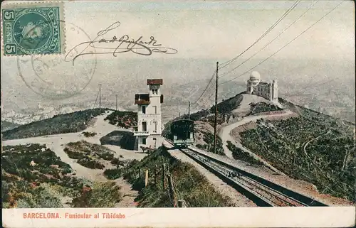 Postales Barcelona Funicular al Tibidabo 1905