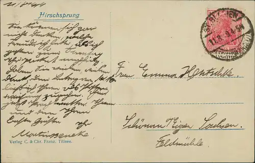 Ansichtskarte Hirschsprung-Breitnau Fotokarte Dampflokomotive 1919