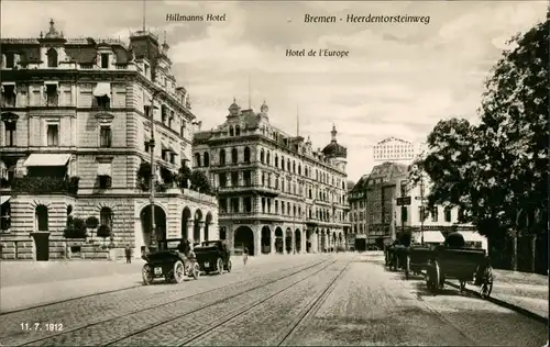 Ansichtskarte Mitte-Bremen Herdentorsteinweg Autos REPRO 1912/1972