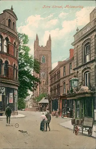 Postcard Holsworthy Fore Street 1908