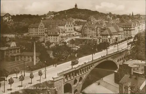 Ansichtskarte Plauen (Vogtland) Friedrich Augustbrücke Stadt Panorama 1928