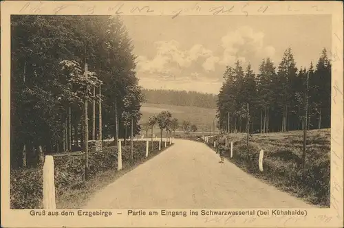 Kühnhaide-Marienberg im Erzgebirge Schwarzwassertal Landstraße  Kühnhaide 1918