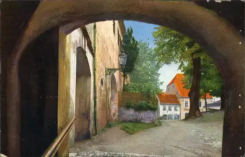 Wolkenstein Strassen Partie mit Torbogen Durchsicht 1914 Stempel von CHEMNITZ