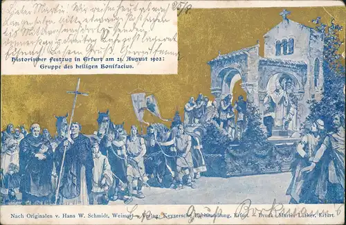 Erfurt Festzug Gruppe des heiligen Bonifacius 1902 GOLD