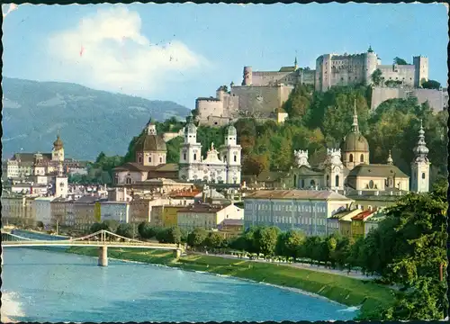 Ansichtskarte Salzburg Festung und Fluss Salzach 1965