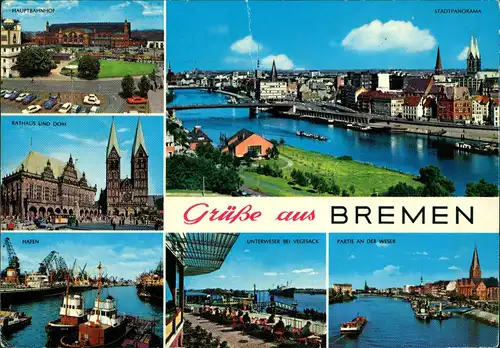 Ansichtskarte Bremen Mehrbild-AK ua. Bahnhof, Hafen, Rathaus, Dom uvm. 1971