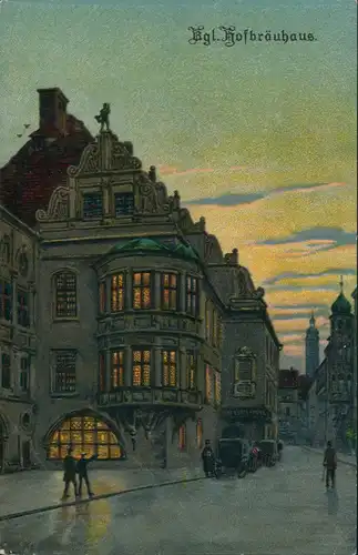München Kgl Hofbräuhaus Bier-Lokal Künstlerkarte 1910  Aufgabeort Hofbräuhaus"